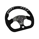 Bull Boost Performance Racing stuur zwart/witte stiksel suède vlak (universeel) | BB-01-723098227899 | A4H-TECH / ALL4HONDA.COM