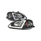 Sonar Headlights LED DRL black housing/clear lens + amber corner (Honda Civic 99-00 2/3/4 drs) | HL-CV99J-LED-BH/CL | A4H-TECH / ALL4HONDA.COM
