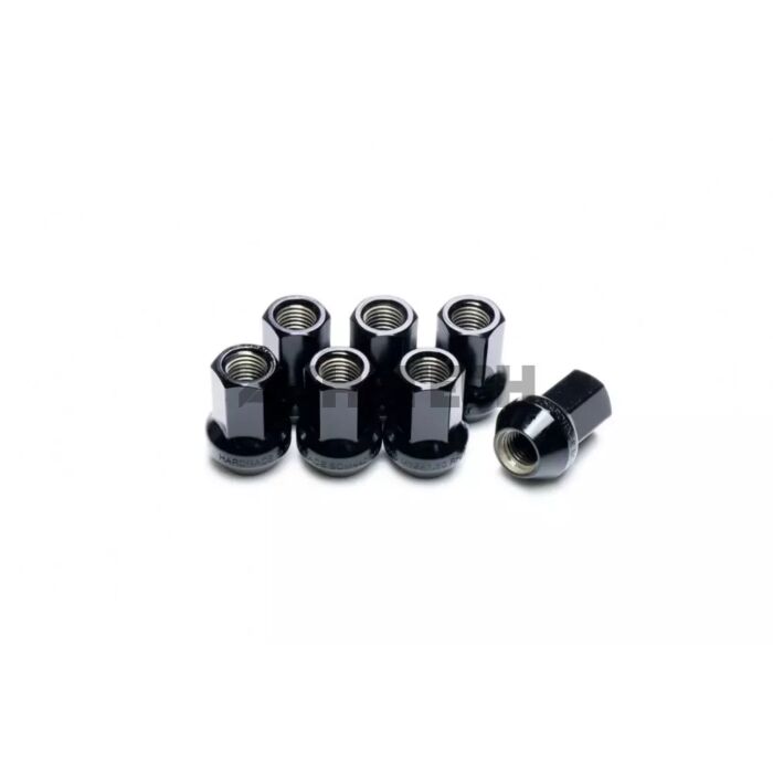 Hardrace wheel nuts 35mm black steel M12x1.5 open end (conical) main product photo