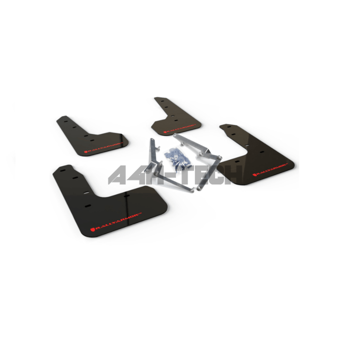 Rally Armor Mud Flaps (only OEM side skirts) black/red logo (Civic 2017+ 1.0/1.5 FK6/FK7) | RA-MF51-UR-BLK/RD | A4H-TECH / ALL4HONDA.COM main product photo