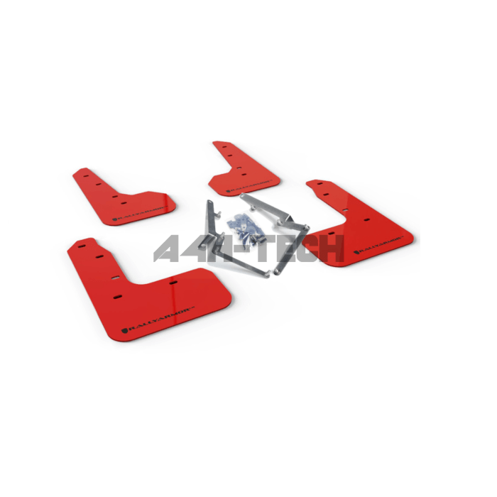 Rally Armor Mud Flaps (only OEM side skirts) red/black logo (Civic 2017+ 1.0/1.5 FK6/FK7) | RA-MF51-UR-RD/BLK | A4H-TECH / ALL4HONDA.COM main product photo