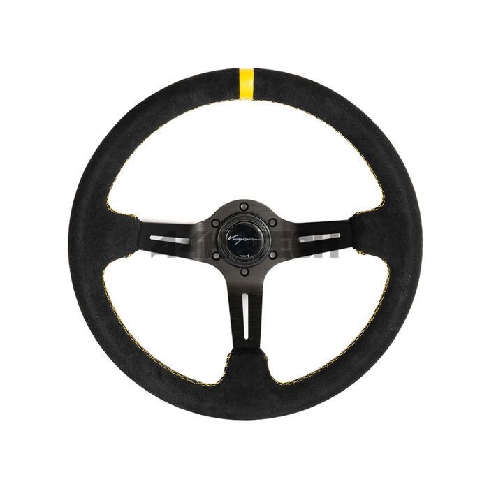 Vigor Daytona (350mm) steering wheel suède 70mm deep yellow stitch (universal) | VG-88009 | A4H-TECH / ALL4HONDA.COM
main product photo