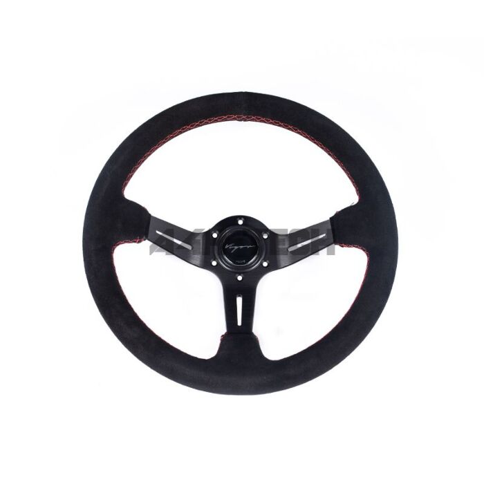 Vigor Spa (350MM) stuur rood suede 50mm verdiept rood stiksels (universeel) | VG-69400 | VG-69397 | A4H-TECH main product photo