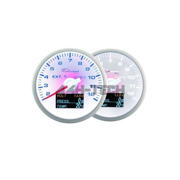 Depo Racing Exhaust temperature & volt / pressure / temerature gauge WBL 4in1 series 60mm (universeel) | WA60574WX | A4H-TECH / ALL4HONDA.COM main product photo