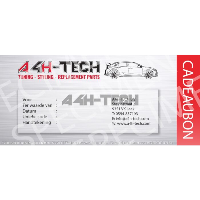 A4H-Tech gift card (several amounts) | A4H-CB | A4H-TECH / ALL4HONDA.COM main product photo