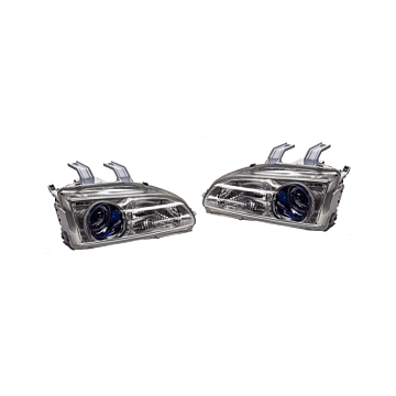 Denji Gen 1 hauptscheinwerfern Chrom + blaue Linsen (Civic 92-95 2/3drs) | HL-CV92J-C-GEN1-BL | A4H-TECH.COM