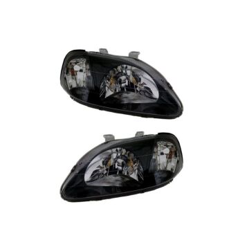 DEPO head lights JDM Black Housing + amber (Civic 99-00 2/3/4 drs) | HL-CV99J-JDM-A | A4H-TECH.COM
