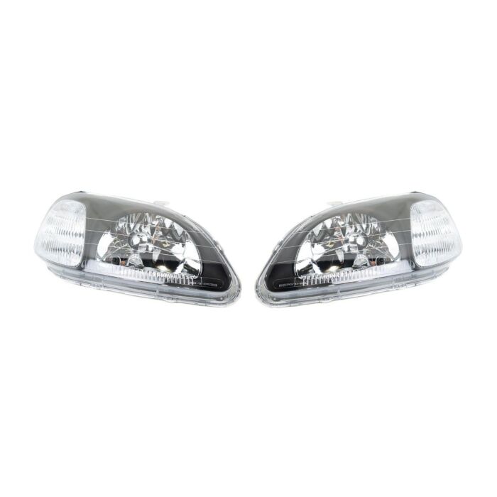 DEPO head lights JDM Black Housing + amber (Civic 99-00 2/3/4 drs) | HL-CV99J-JDM-A | A4H-TECH.COM