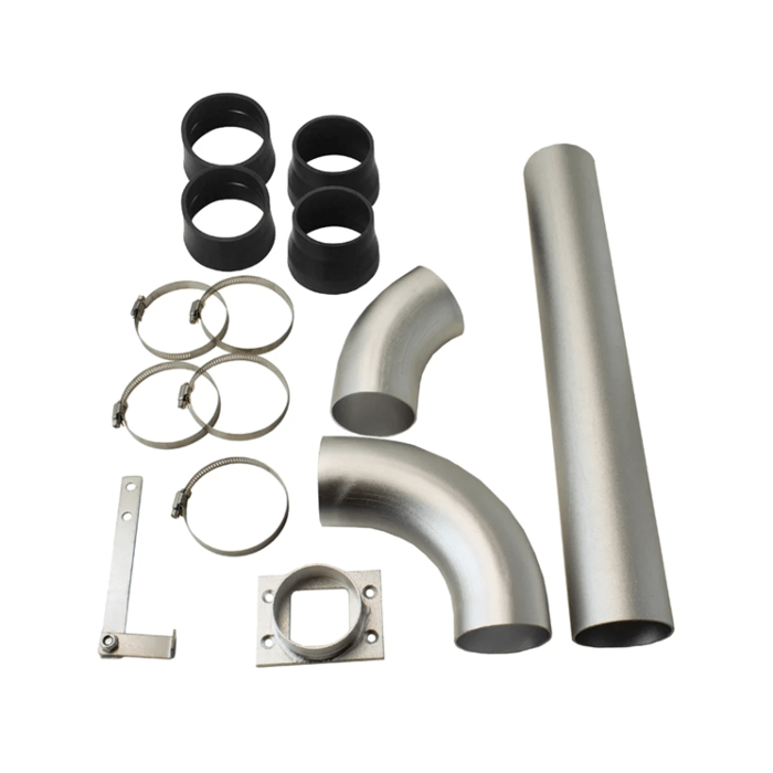 H-Gear Pro-Line Luftfilterrohr-Set aus eloxiertem silbernem Aluminium 76 mm (universal)
