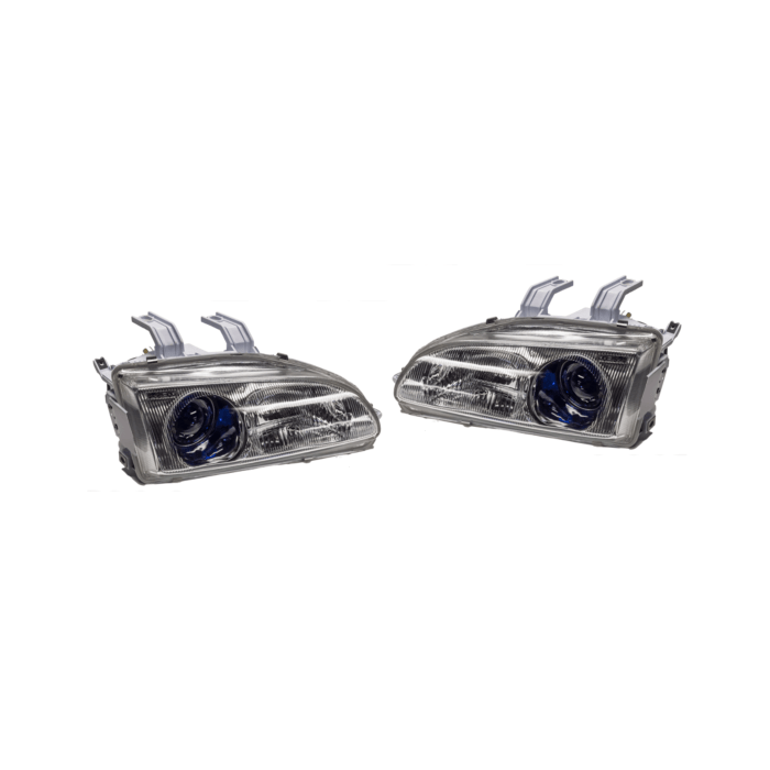 Denji Gen 1 koplampen chrome + blauwe lenzen (Honda Civic 92-95 2/3/4drs)