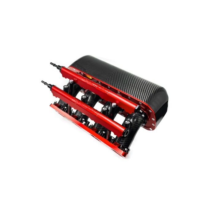 PracWorks Carbon Inlaatspruitstuk Centerfeed 20° Plenum + dubbele fuel rail (Honda K20/K24 motoren) | PW-HK-N(D)-CTR | A4H-TECH.COM
