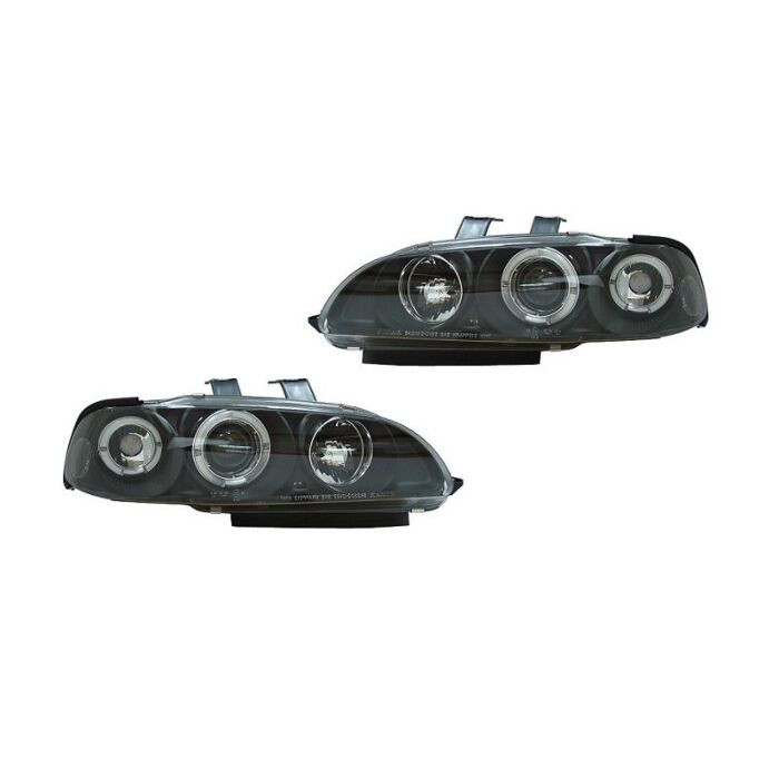 Sonar Angel Eyes headlights E-mark black (Honda Civic 92-95 4drs) | HL-CV924D-JM | A4H-TECH / ALL4HONDA.COM