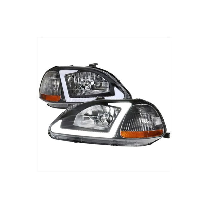 Sonar Koplampen LED DRL heldere lens + amber corner (Honda Civic 96-98 2/3/4 drs) | HL-CV96J-CL-A | A4H-TECH / ALL4HONDA.COM
