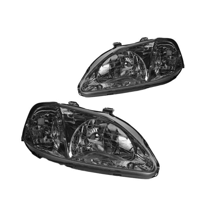 Sonar Koplampen JDM stijl chroom black housing + smoked lens (Honda Civic 99-00 2/3/4 drs) | HL-CV99J-JDM-SL | A4H-TECH / ALL4HONDA.COM
