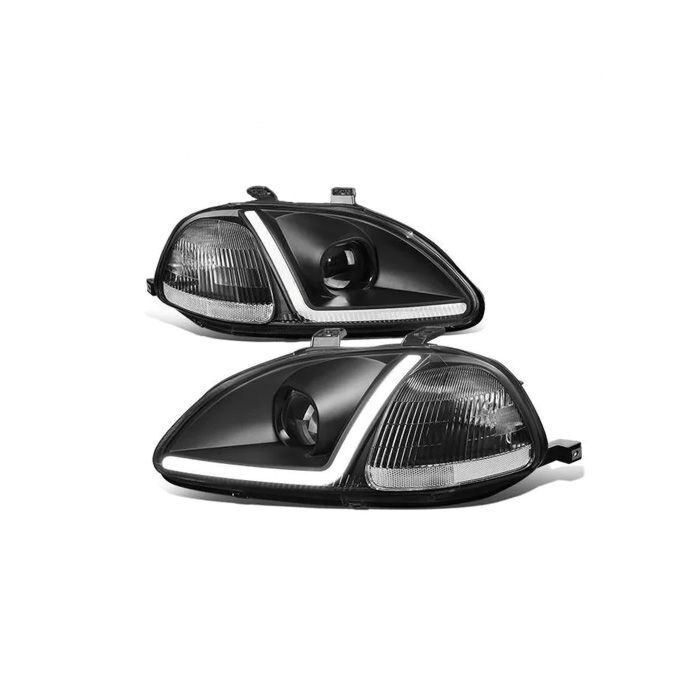 Sonar Headlights LED DRL blackhousing (Honda Civic 96-98 2/3/4 drs) | HL-CV96J-LED-BH | A4H-TECH / ALL4HONDA.COM