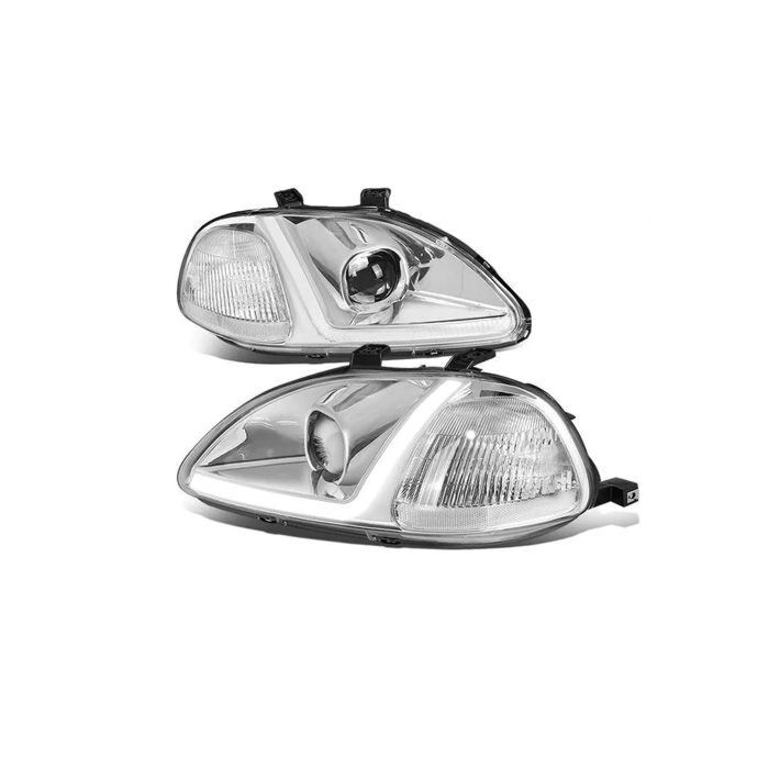 Sonar Koplampen LED DRL chrome (Honda Civic 96-98 2/3/4 drs) | HL-CV96J-LED-CH | A4H-TECH / ALL4HONDA.COM