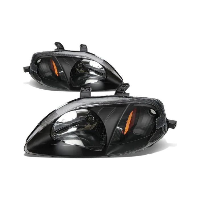Sonar Head lights amber corner JDM style black housing (Honda Civic 99-00 2/3/4 drs) | HL-CV99J-JDM-BH | A4H-TECH / ALL4HONDA.COM
