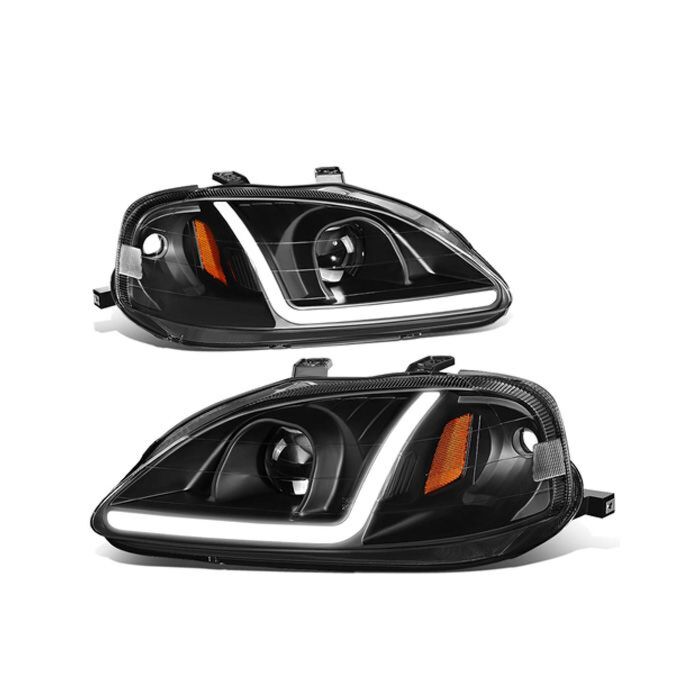 Sonar Koplampen LED DRL blackhousing (Honda Civic 99-00 2/3/4 drs) | HL-CV99J-LED | A4H-TECH / ALL4HONDA.COM