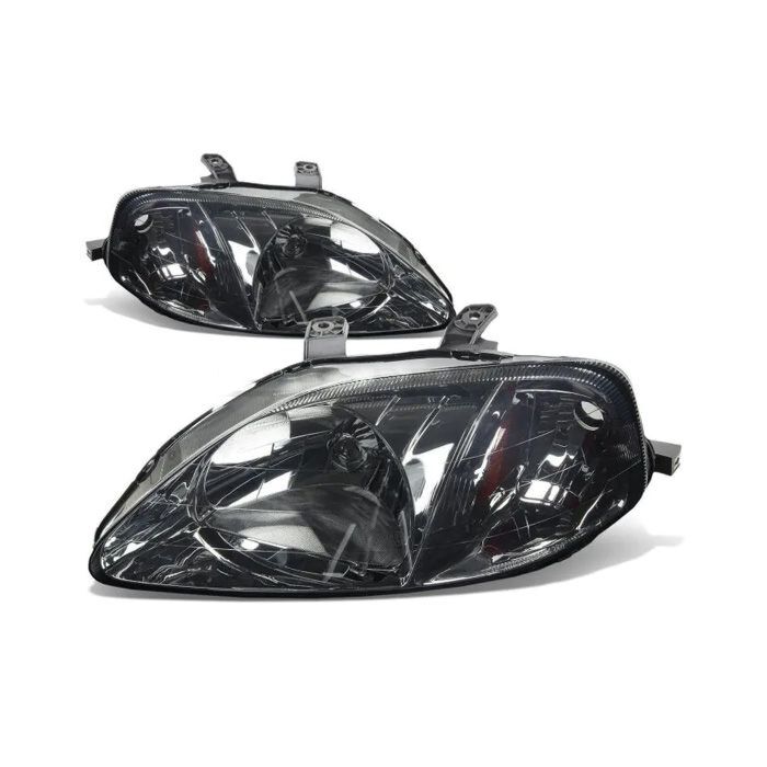 Sonar Koplampen amber corner chroom housing + smoked lens (Honda Civic 99-00 2/3/4 drs) | HL-CV99J-SL | A4H-TECH / ALL4HONDA.COM