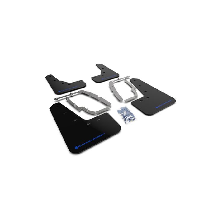 Rally Armor Spatlappen zwart/blauw logo (Tesla model 3 17-23) | RA-MF62-UR-BLK/BL | A4H-TECH / ALL4HONDA.COM