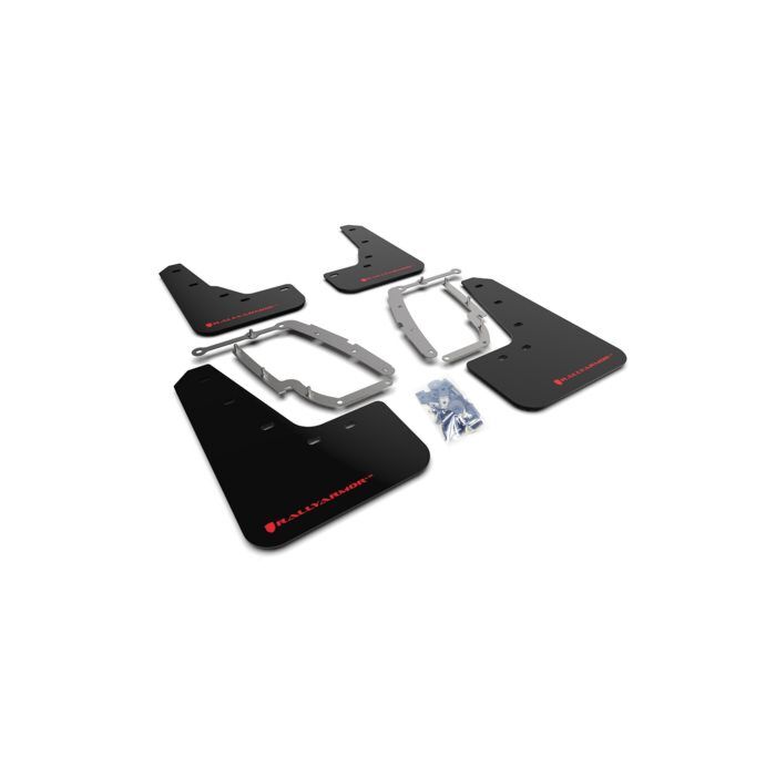 Rally Armor Spatlappen zwart/rood logo (Tesla model 3 17-23) | RA-MF62-UR-BLK/RD | A4H-TECH / ALL4HONDA.COM