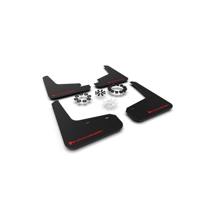 Rally Armor Spatlappen zwart/rood logo (Tesla model Y 20-23) | RA-MF72-UR-BLK/RD | A4H-TECH / ALL4HONDA.COM
