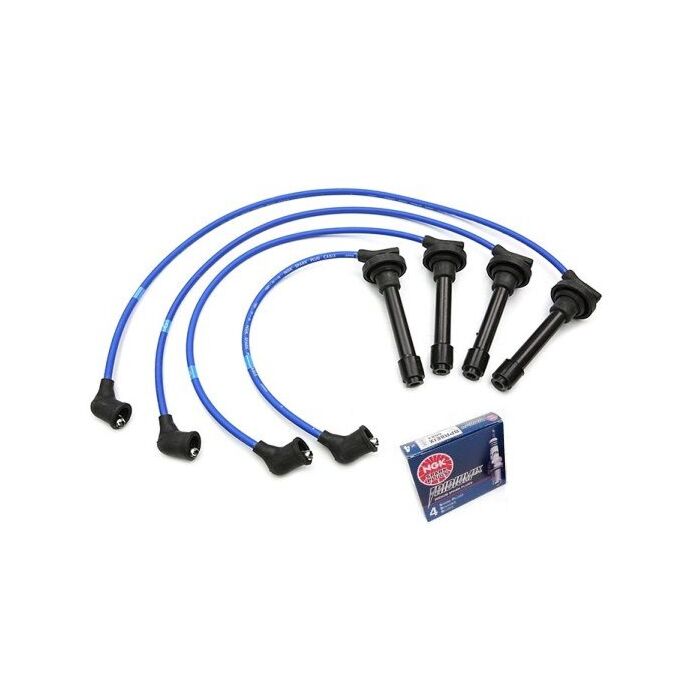 NGK spark plug wires blue + NGK Iridium spark plugs (B16/B18-engines) | NGK-8018-BKR7EIX-11-COMBO | A4H-TECH.COM