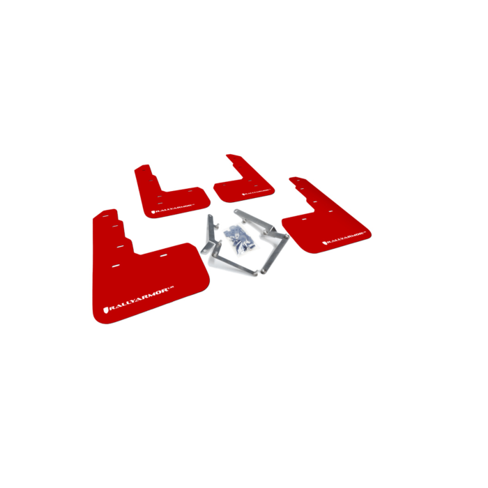 Rally Armor Mud Flaps red/white logo (Honda Civic 17-21 2.0 Type R Turbo FK8) | RA-MF47-UR-RD/WH | A4H-TECH / ALL4HONDA.COM