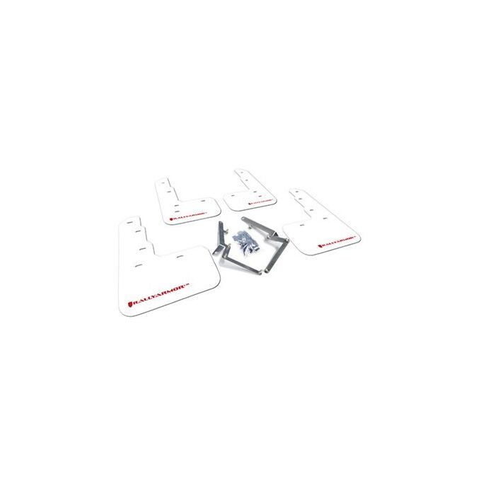 Rally Armor Spatlappen wit/rood logo (Honda Civic 17-21 2.0 Type R Turbo FK8) | RA-MF47-UR-WH/RD | A4H-TECH / ALL4HONDA.COM