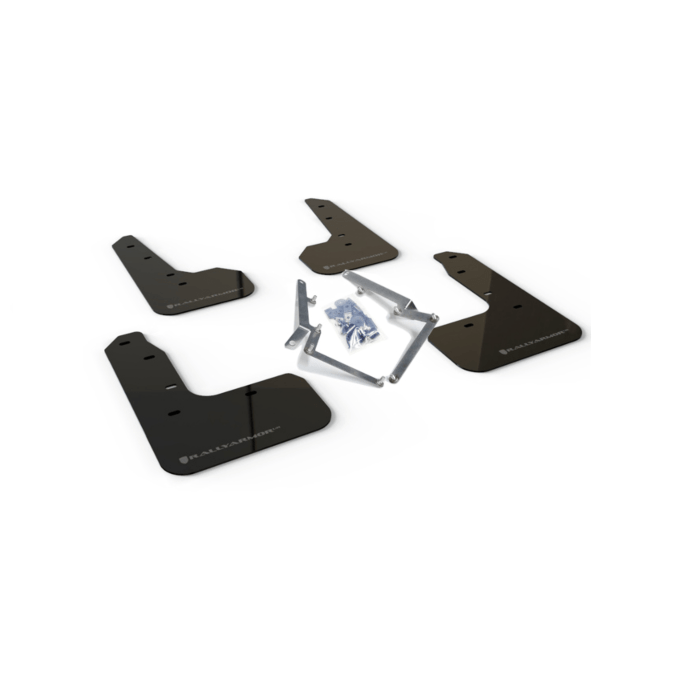 Rally Armor Mud Flaps (OEM side skirts) black/dark grey logo (Civic 2017+ 1.0/1.5 FK6/FK7) | RA-MF51-UR-BLK/DGRY | A4H-TECH / ALL4HONDA.COM