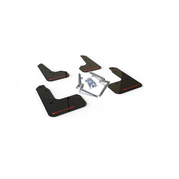 Rally Armor Spatlappen (alleen OEM side skirts) zwart/rood logo (Civic 2017+ 1.0/1.5 FK6/FK7) | RA-MF51-UR-BLK/RD | A4H-TECH / ALL4HONDA.COM
