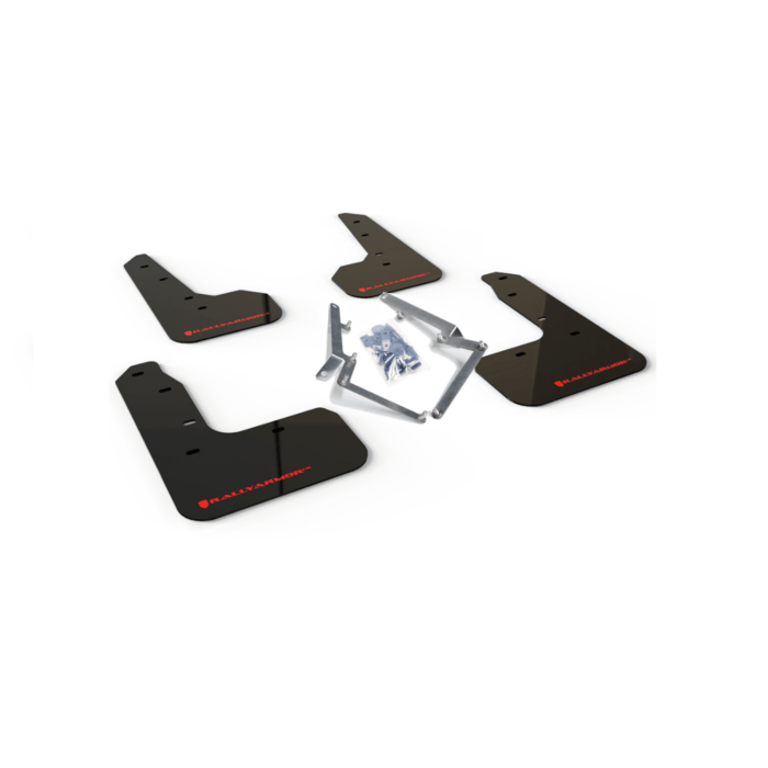 Rally Armor Mud Flaps (only OEM side skirts) black/red logo (Civic 2017+ 1.0/1.5 FK6/FK7) | RA-MF51-UR-BLK/RD | A4H-TECH / ALL4HONDA.COM