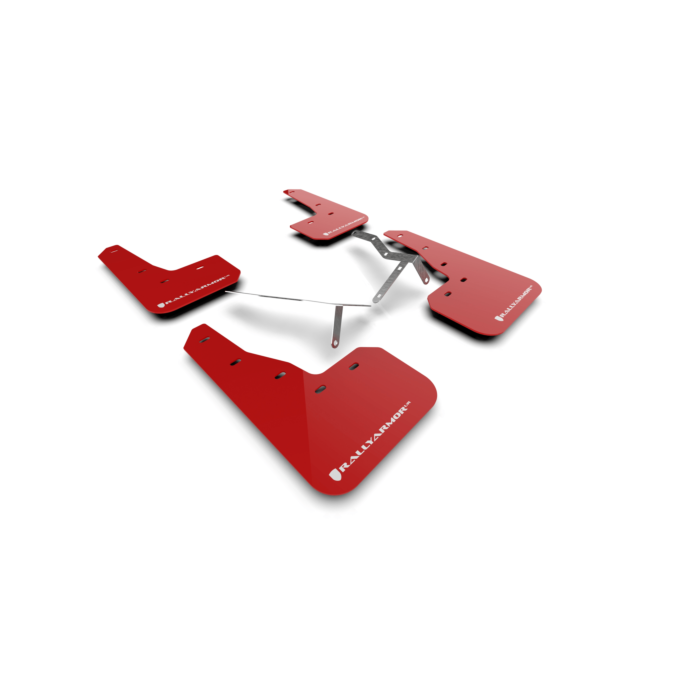 Rally Armor Mud Flaps red/white logo (Honda Civic 2022+ FL1/FL4) | RA-MF90-UR-RD/WH | A4H-TECH / ALL4HONDA.COM