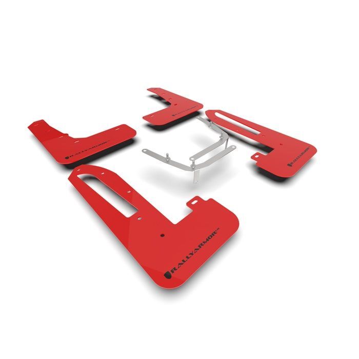 Rally Armor Mud Flaps red/black logo (Honda Civic 2022+ 2.0 Type R FL5) | RA-MF97-UR-RD-BLK | A4H-TECH / ALL4HONDA.COM