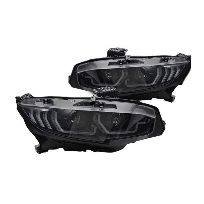 Sonar LED Koplampen zwart incl dynamic DRL SEQ + LED projector (Honda Civic 17-21 1.0/1.5/2.0 2/4/5 drs) | SR-HL-CV17-DRL-BLK | A4H-TECH