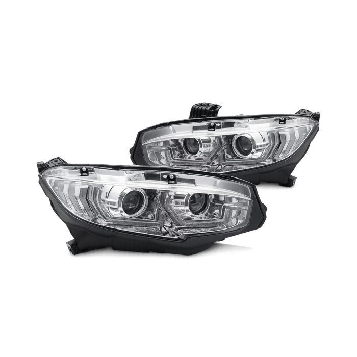 Sonar LED Koplampen chrome incl dynamic DRL (Honda Civic 17-21 1.0/1.5/2.0 2/4/5 drs) | SR-HL-CV17-DRL-C | A4H-TECH