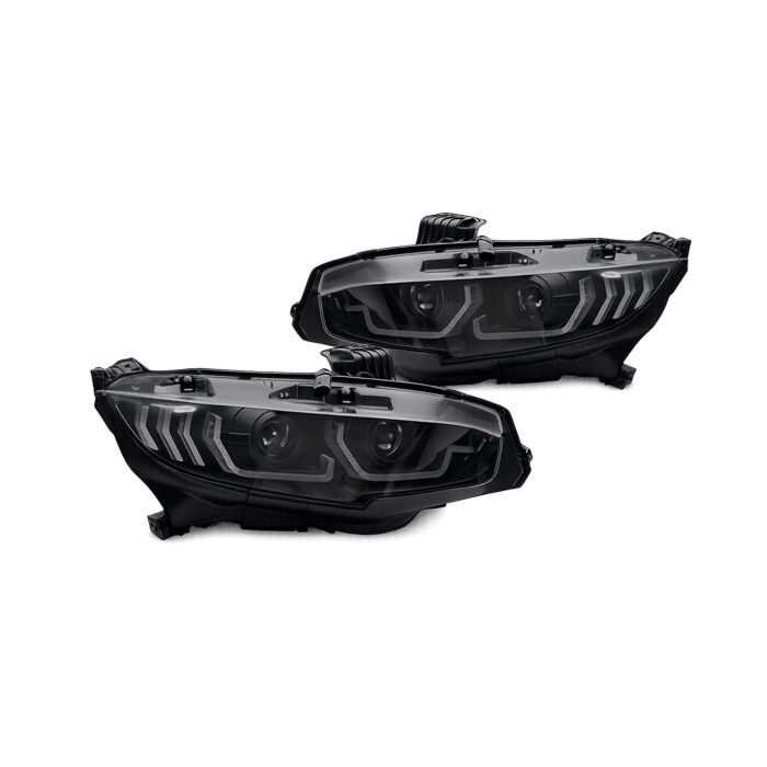 Sonar LED Dynamic Koplampen zwart + DRL/SEQ (Honda Civic 17-21 2/4/5 drs) | SR-HL-CV17-DRLSEQ-BLK | A4H-TECH