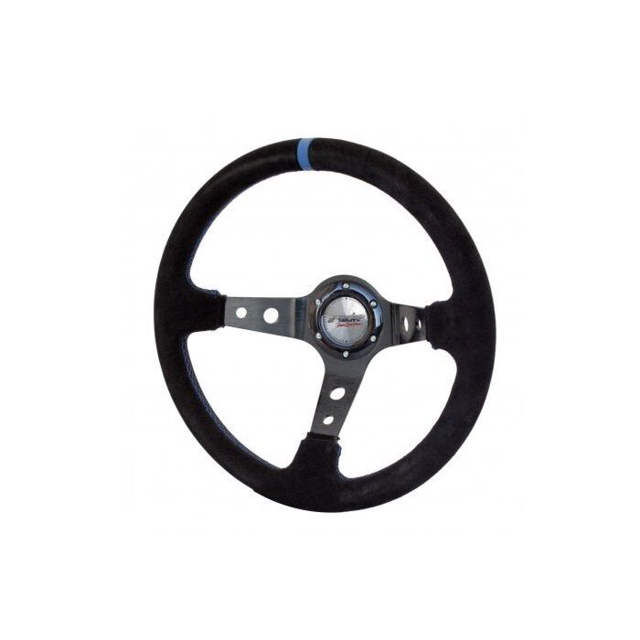 Simoni Racing Shakedown (350MM) stuur suede zwart+Blauwe stiksels (universeel) | SR-SKDOWN | A4H-TECH.COM