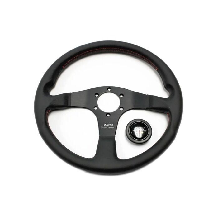 Mugen Racing stuur zwart leer met rode stiksels 350mm (universeel) | T-53100-XG8-K1S0-B3 | A4H-TECH
