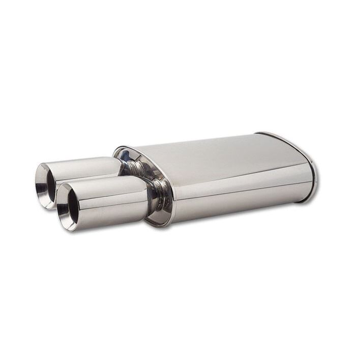 Vibrant streetpower oval stainless steel rear muffler 3" dual polished (universal) | VB-1047 | A4H-TECH.COM