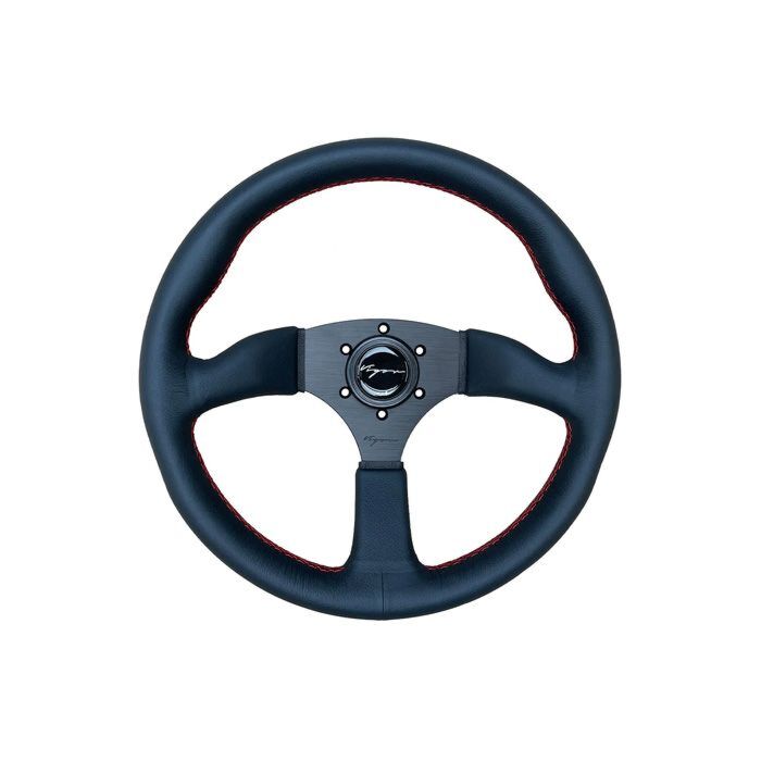 Vigor Daytona (350mm) steering wheel leather 50mm deep red stitch (universal) | VG-79704 | A4H-TECH / ALL4HONDA.COM

