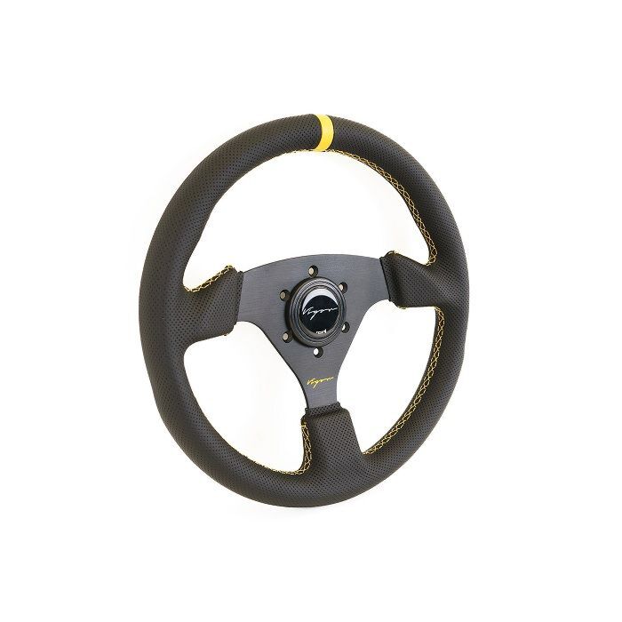 Vigor Monza (330mm) steering wheel black/yellow suède 30mm yellow cross stitch (universal) | VG-102295 | A4H-TECH / ALL4HONDA.COM