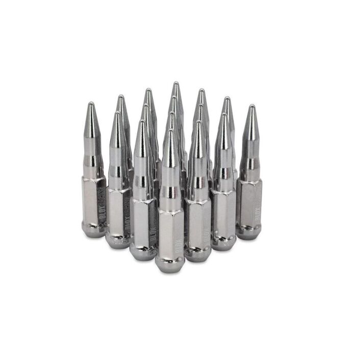 Blox Racing Bullet Spike forged stalen Wielmoeren zilver M12x1.5mm (Conisch)|BXAC-00160-X | A4H-TECH / ALL4HONDA.COM