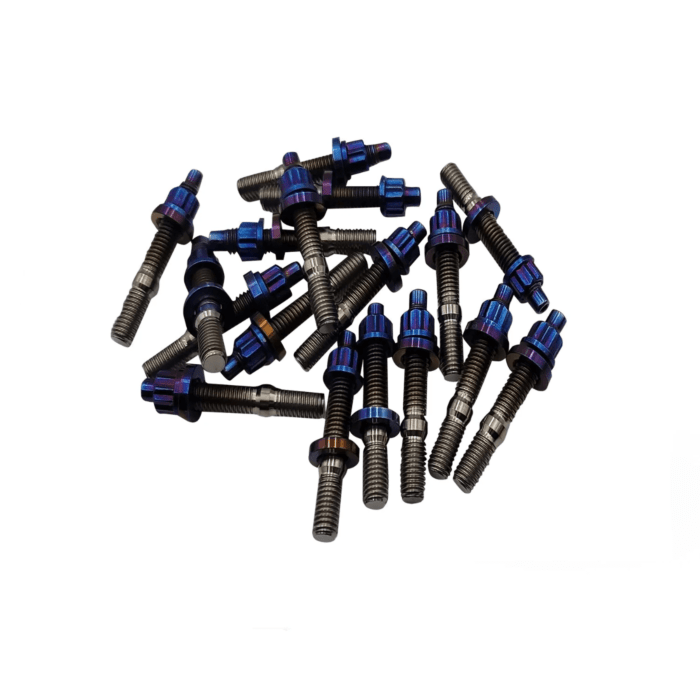Blox Racing inlaatspruitstuk / uitlaatspruitstuk Titanium bouten kit Burned M8x1.25 55mm (universeel) | BXFL-00308-SP-TX-B | A4H-TECH / ALL4HONDA.COM