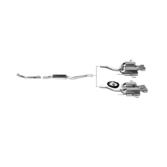 Bastuck 70mm RVS uitlaatsysteem EC gekeurd tripple exit + silencer flap (Civic 17+ FK7/FK8) | BT-FK7/FK8-TTBB-WF | A4H-TECH / ALL4HONDA.COM