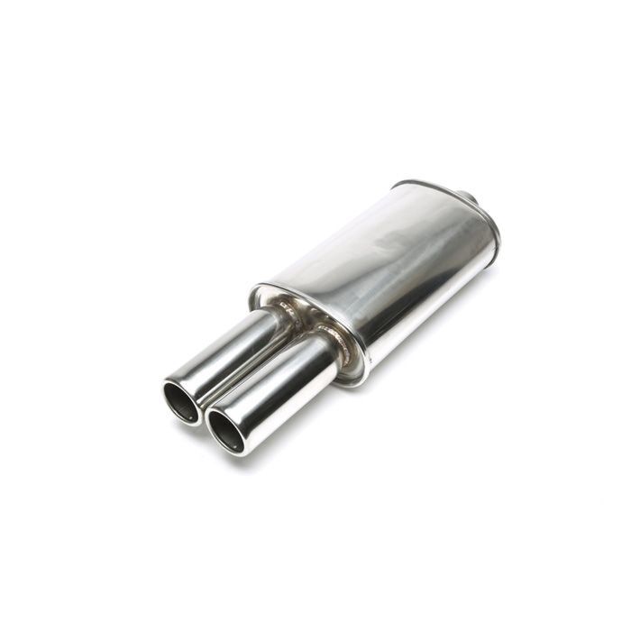 H-Gear Pro-Line Stainless steel sport rear muffler round T-3 2x76mm (universal) | HG-96UNI5 | A4H-TECH / ALL4HONDA.COM