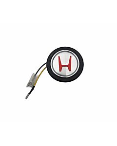 VMS Racing claxon/toeter knop zilver met Rood H-logo (universeel) | VM-HT018 | A4H-TECH.COM