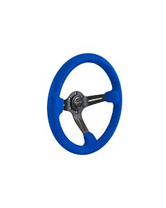 Vigor Daytona (350mm) steering wheel black/blue suède 70mm blue cross stitch (universal) | VG-102293 | A4H-TECH / ALL4HONDA.COM