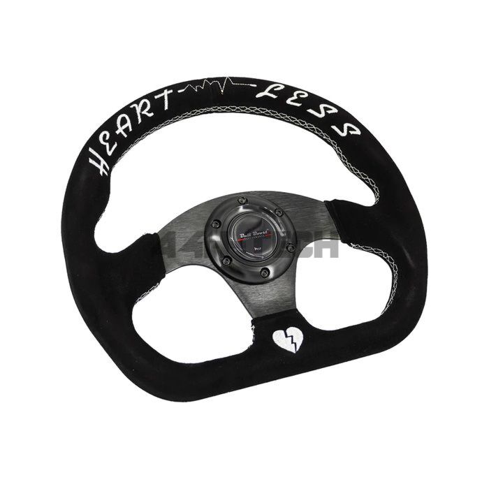 Bull Boost Performance Racing lenkrad schwarz/weißen nähten suède flach (universal) | BB-01-723098227899 | A4H-TECH / ALL4HONDA.COM main product photo