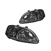 Sonar Head lights JDM style chrome black housing + smoked lens (Honda Civic 99-00 2/3/4 drs) | HL-CV99J-JDM-SL | A4H-TECH / ALL4HONDA.COM